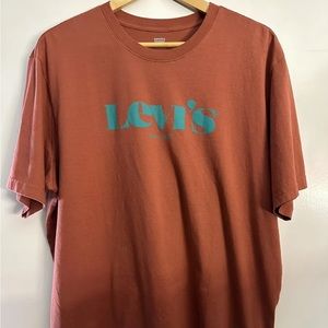 Levi Strauss Shirt Adult L Orange Logo Graphic Short Sleeve Mens
